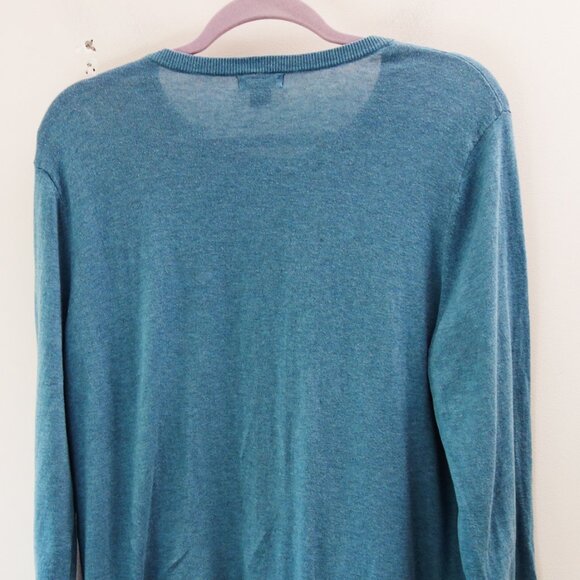 Eddie Bauer Cotton And Tencel Lightweight Button Up Cardigan Teal Plus Size 2X - Picture 4 of 7